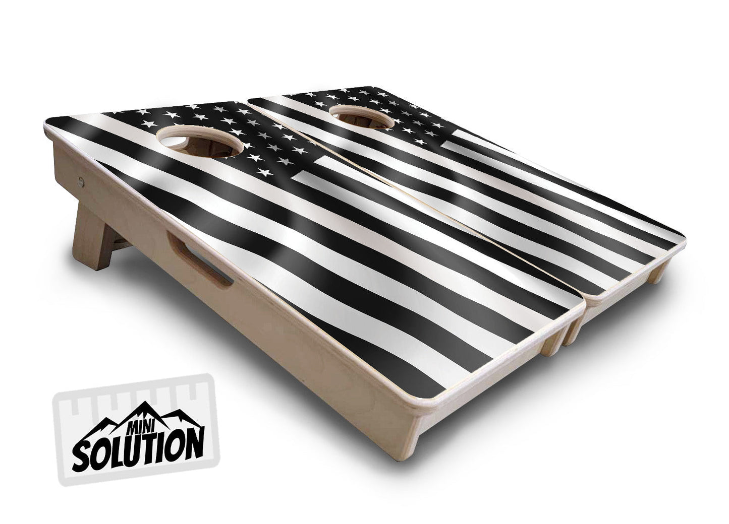 Mini Cornhole Boards - B&W Wavy Flag