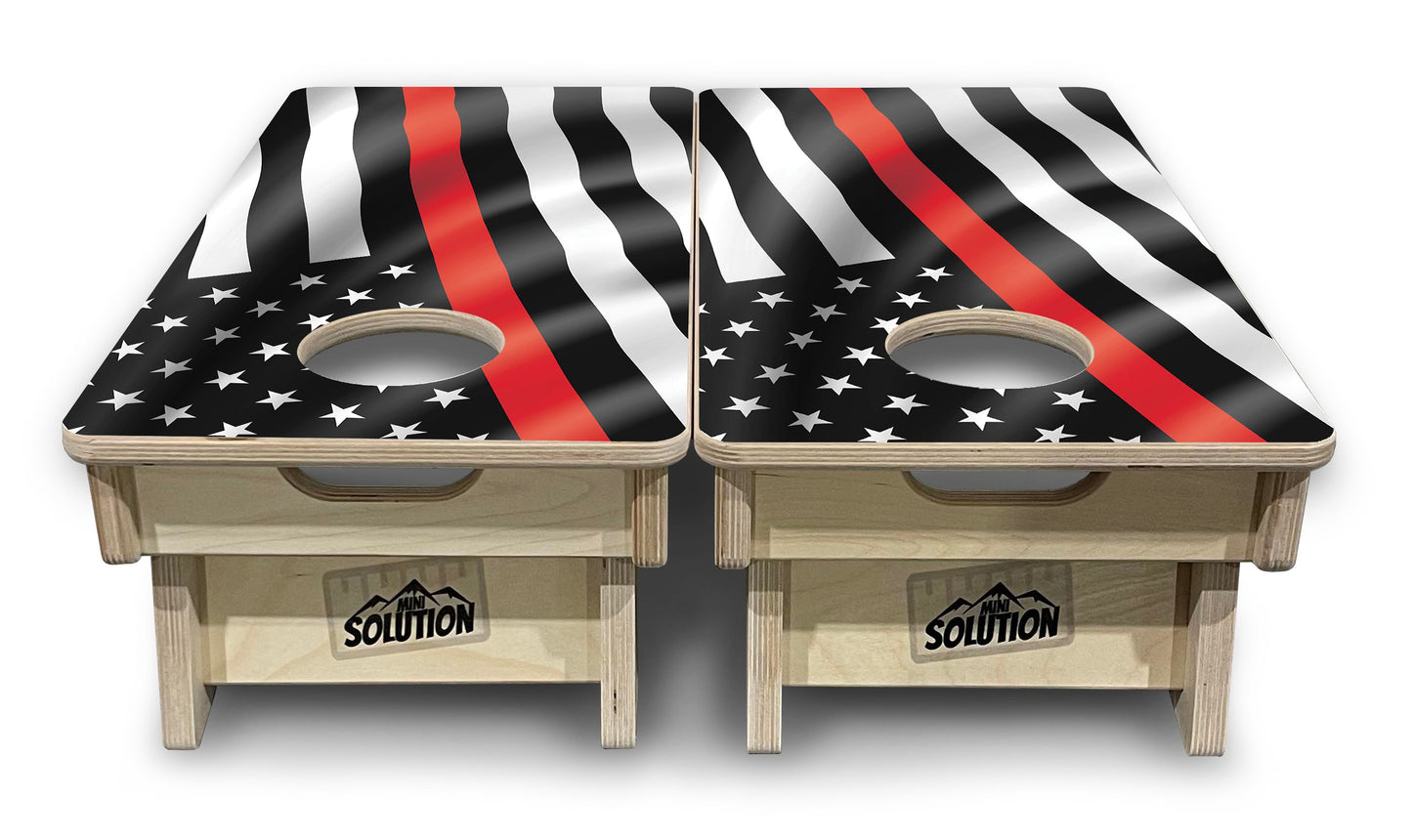 Mini Cornhole Boards - B&W Wavy Flag