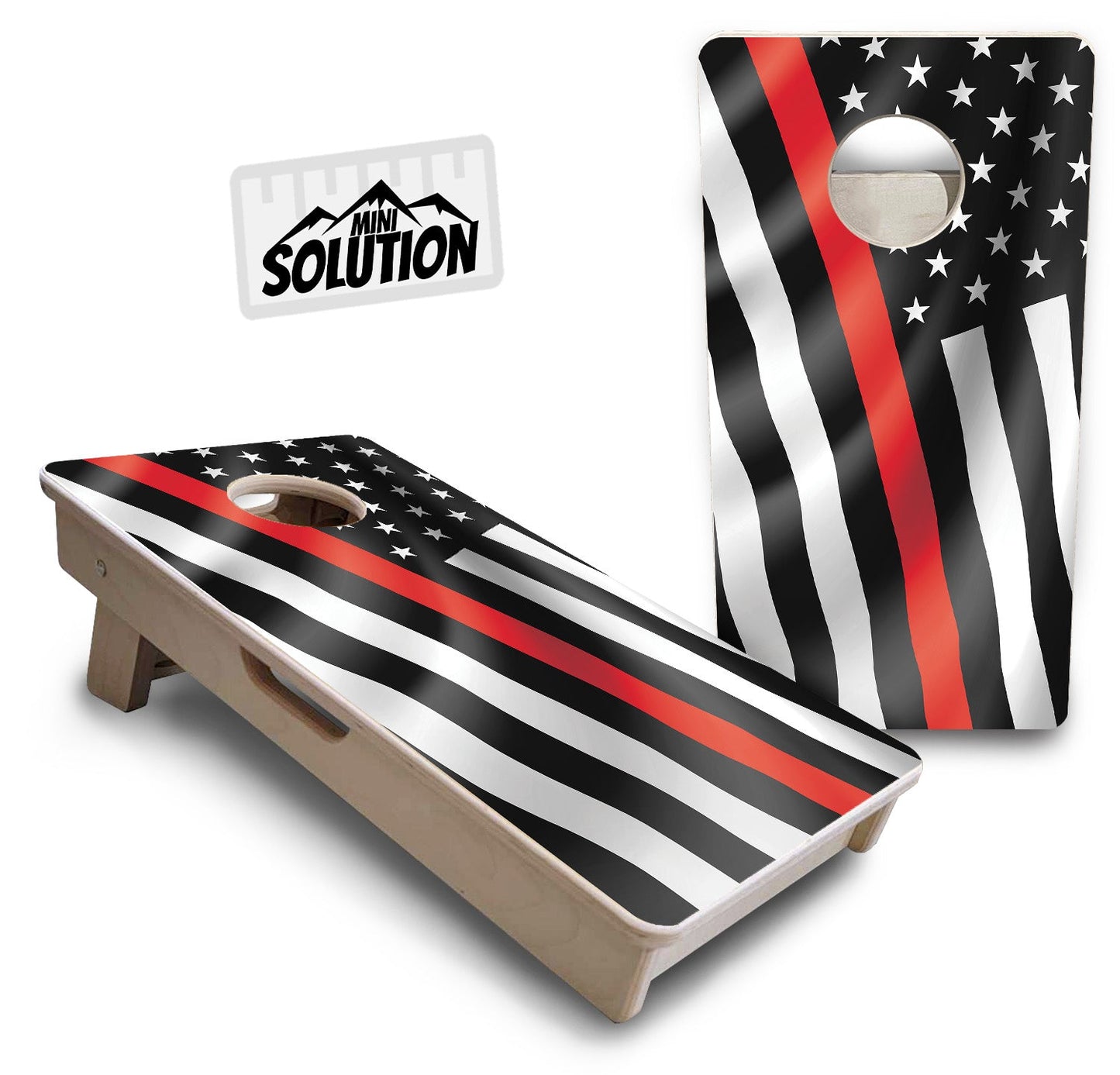 Mini Cornhole Boards - B&W Wavy Flag