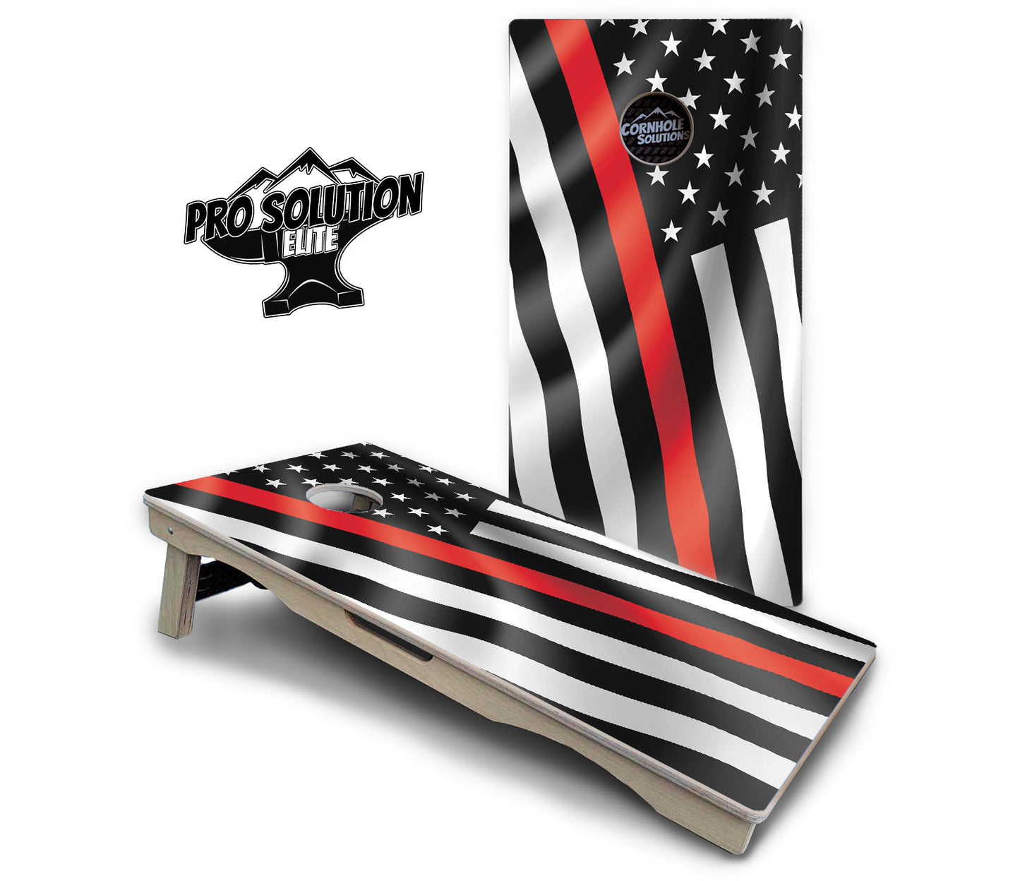 B&W Wavy Flag Cornhole Boards - Pro Solution Elite Series