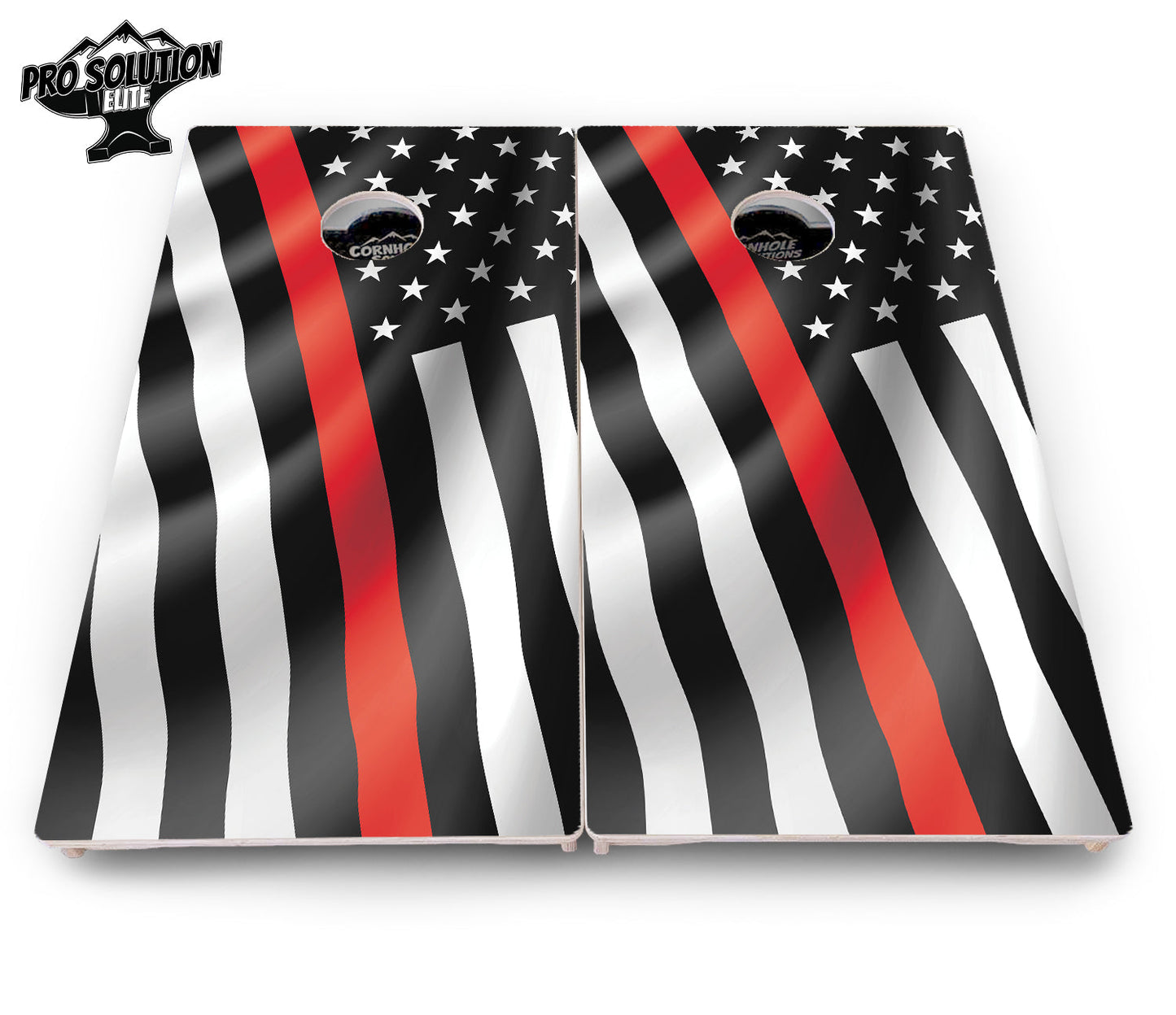 B&W Wavy Flag Cornhole Boards - Pro Solution Elite Series