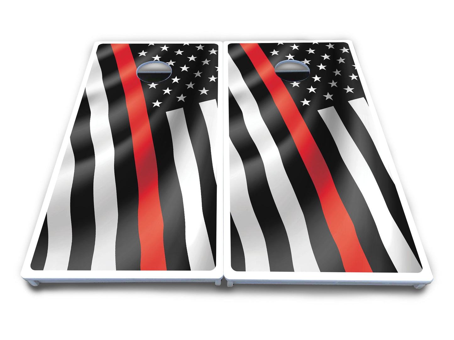 B&W Wavy Flag Cornhole Boards - All Weather Series
