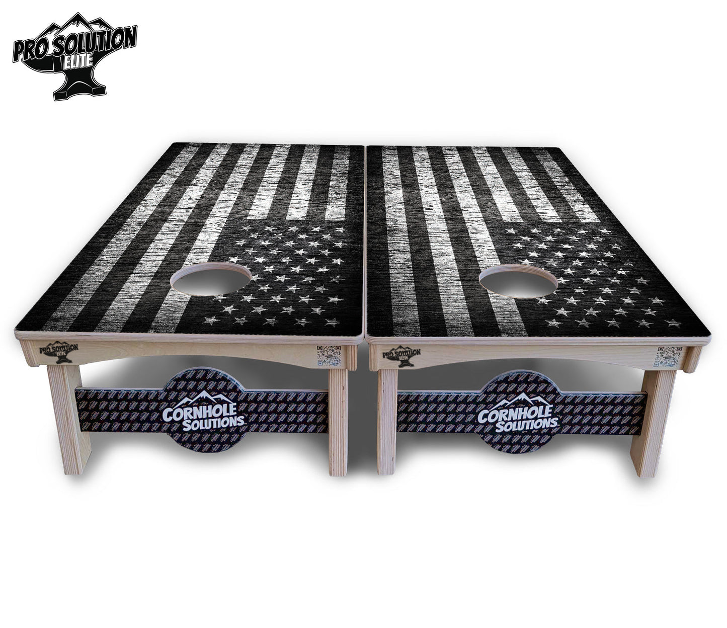 Monochrome Flag Cornhole Boards - Pro Solution Elite Series