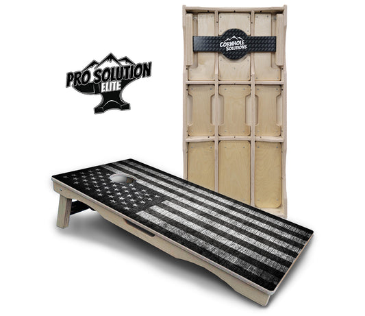 Monochrome Flag Cornhole Boards - Pro Solution Elite Series