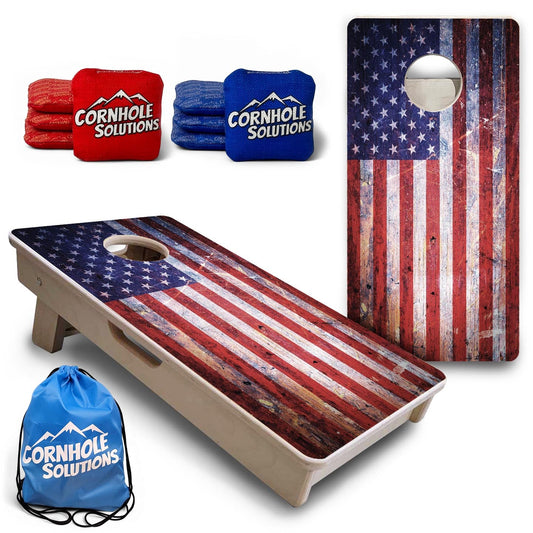 Weathered Flag - Mini or Vacation Size Cornhole Boards