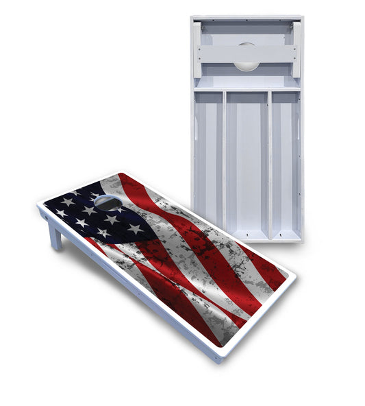 Wavy Distressed Flag Cornhole Boards - All Weather Series