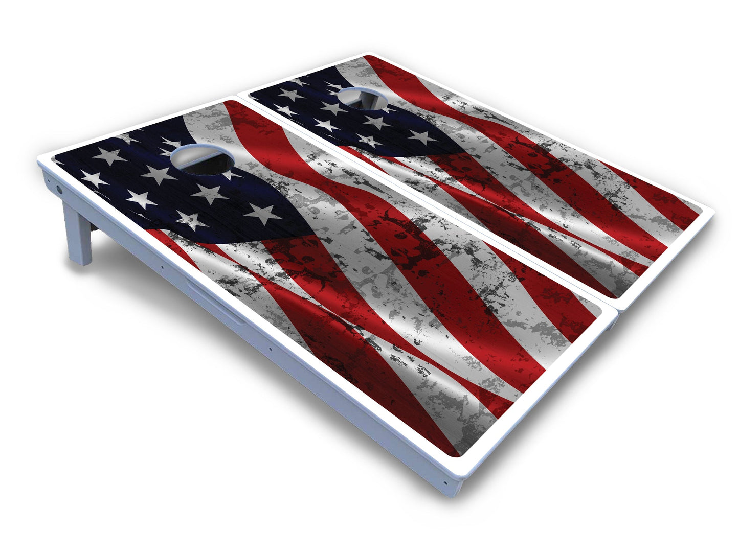 Wavy Distressed Flag Cornhole Boards - All Weather Series