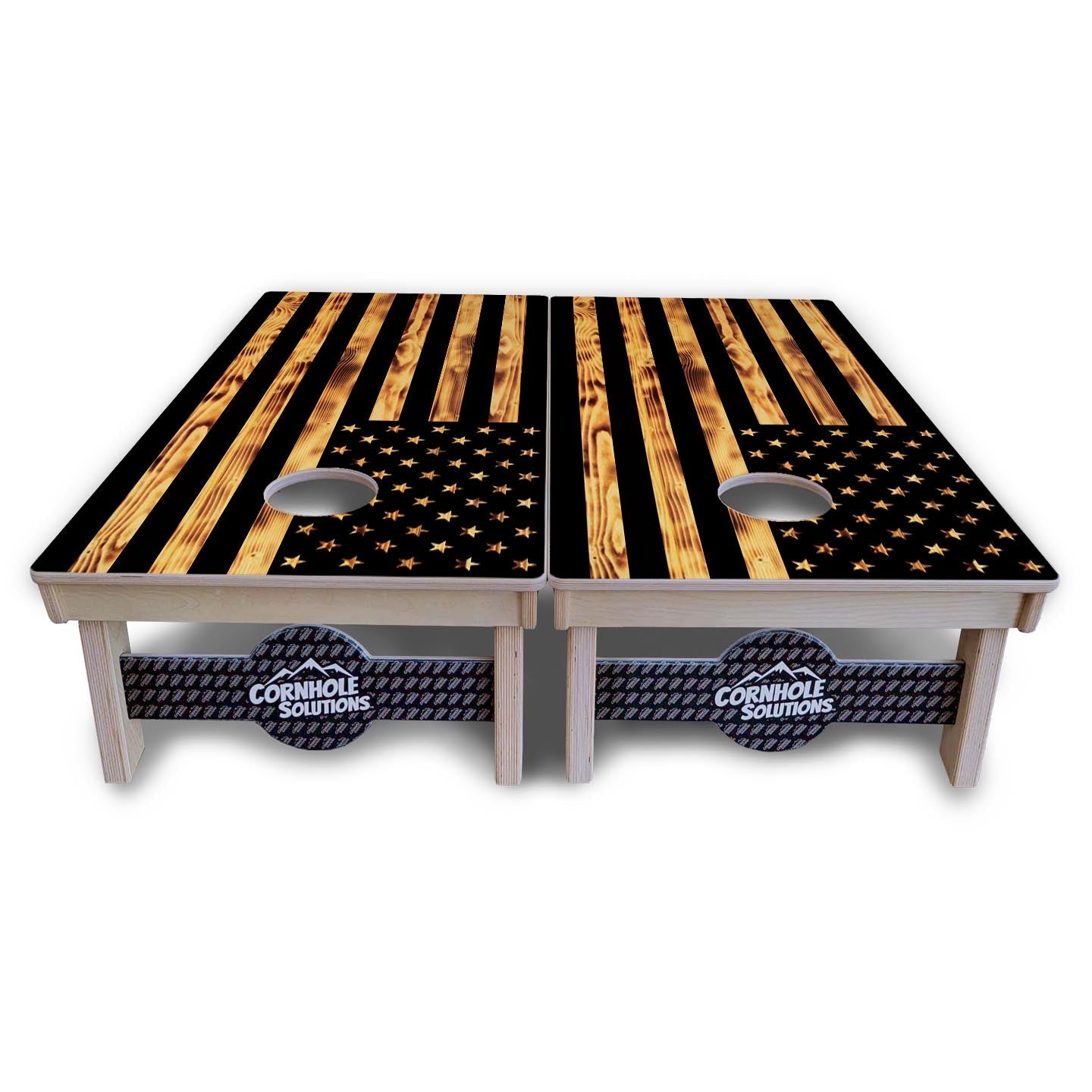 Burnt Rustic Flag Cornhole Boards - Professional Tournament Series