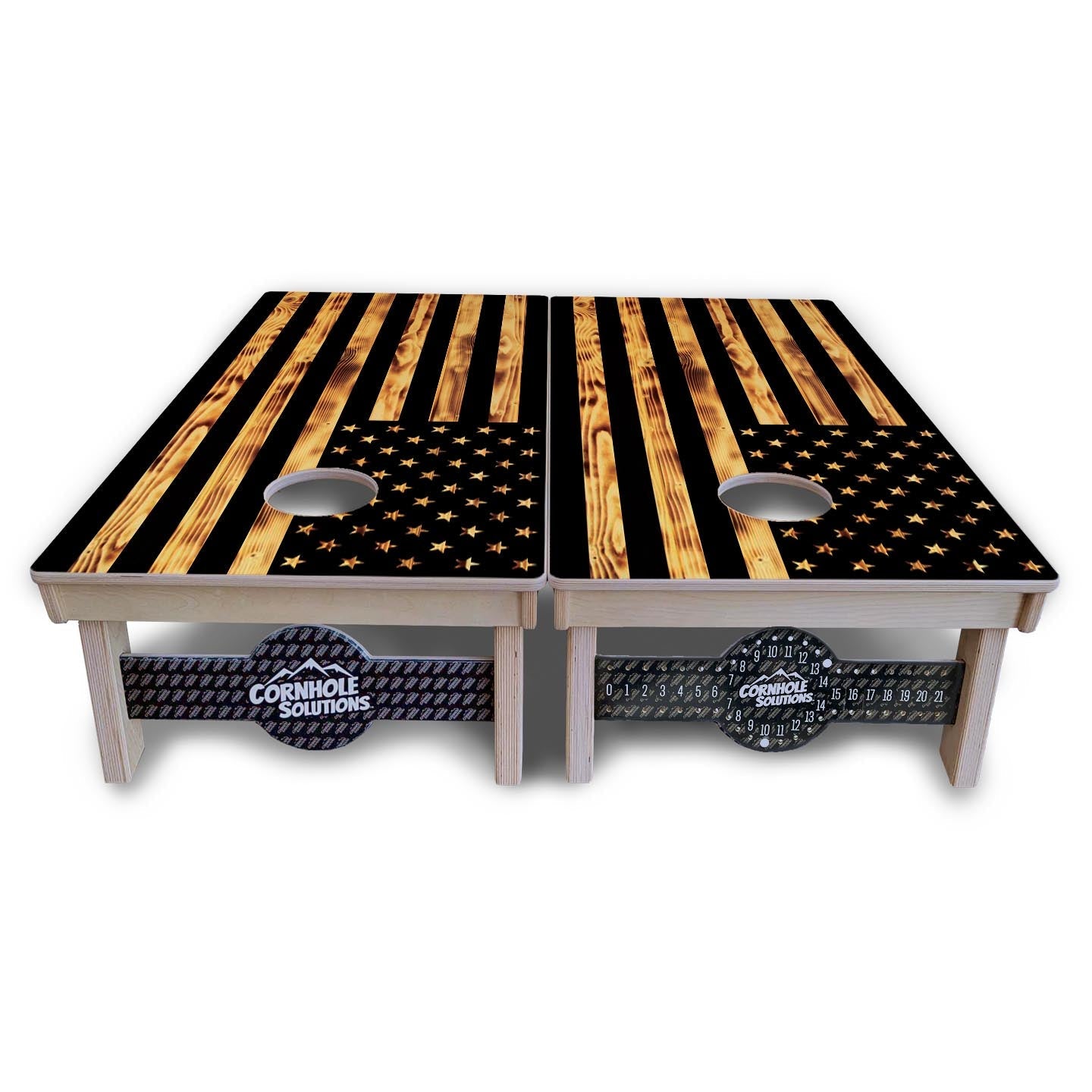 Burnt Rustic Flag Cornhole Boards - Professional Tournament Series - Free Shipping!