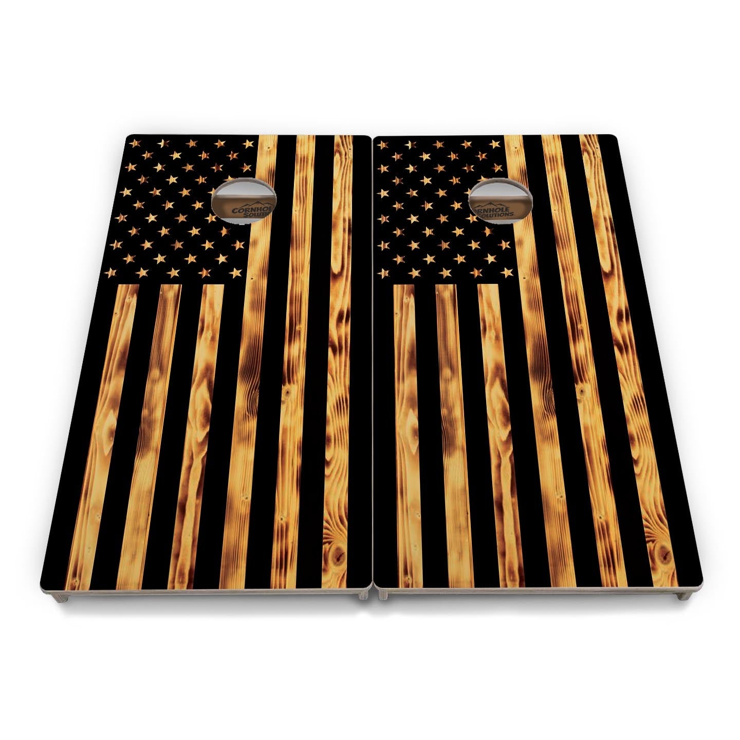 Burnt Rustic Flag Cornhole Boards - Professional Tournament Series