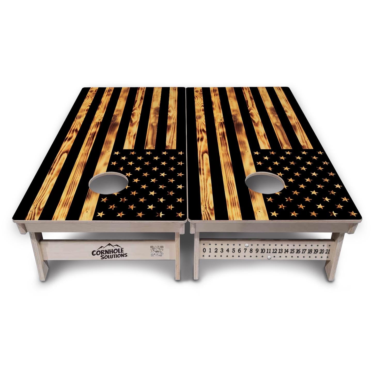 Burnt Rustic Flag Cornhole Boards - Professional Tournament Series