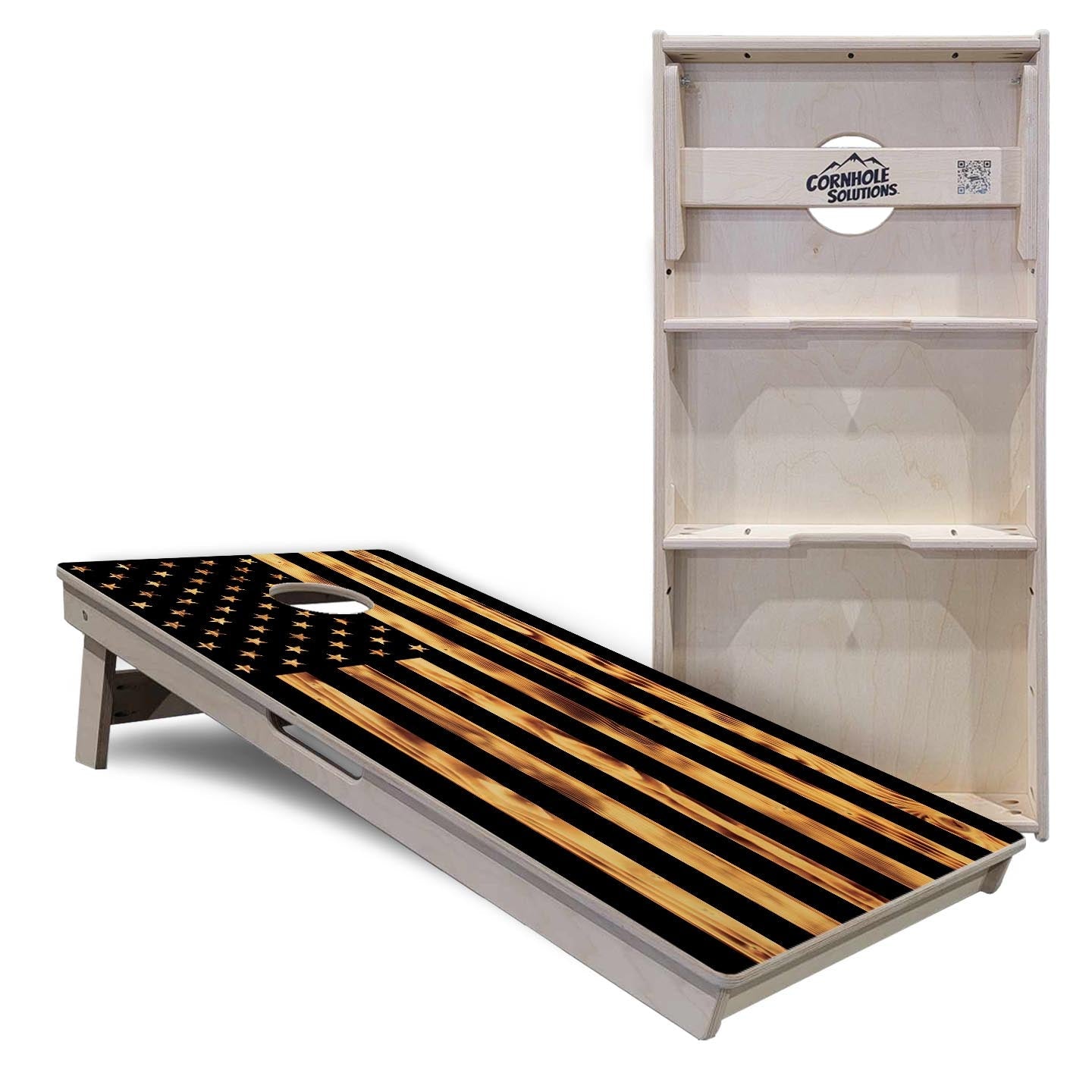 Burnt Rustic Flag Cornhole Boards - Professional Tournament Series