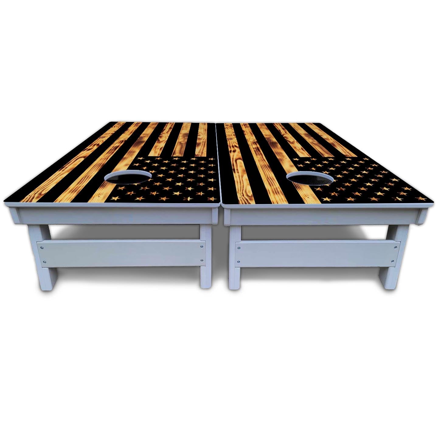 Burnt Rustic Flag Cornhole Boards - All Weather Series