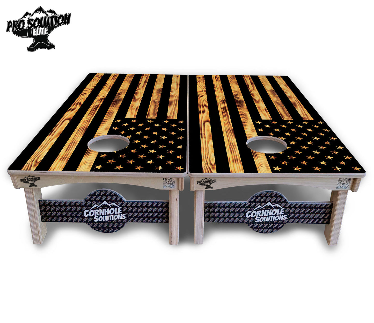 Burnt Rustic Flag Cornhole Boards - Pro Solution Elite Series