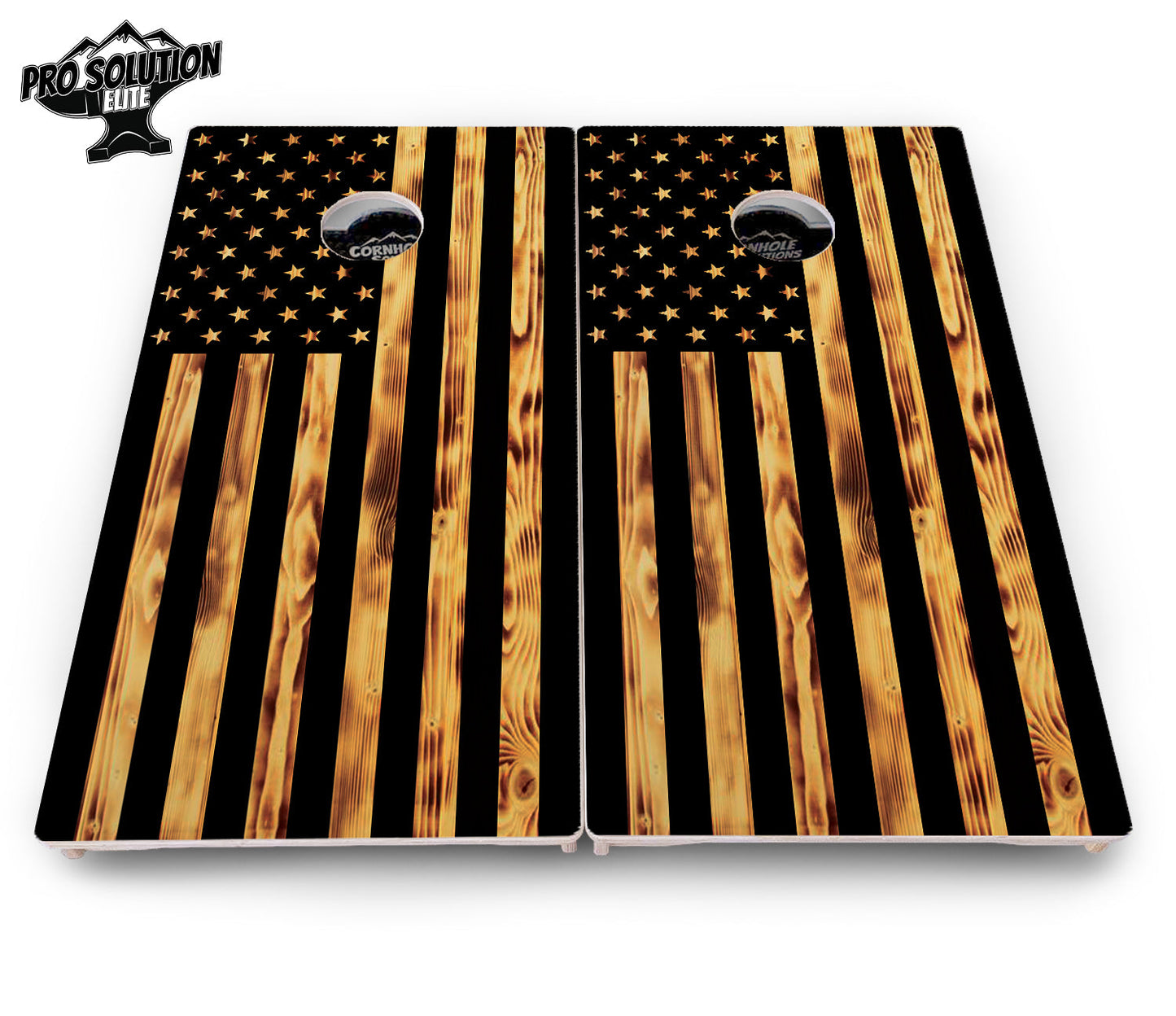 Burnt Rustic Flag Cornhole Boards - Pro Solution Elite Series