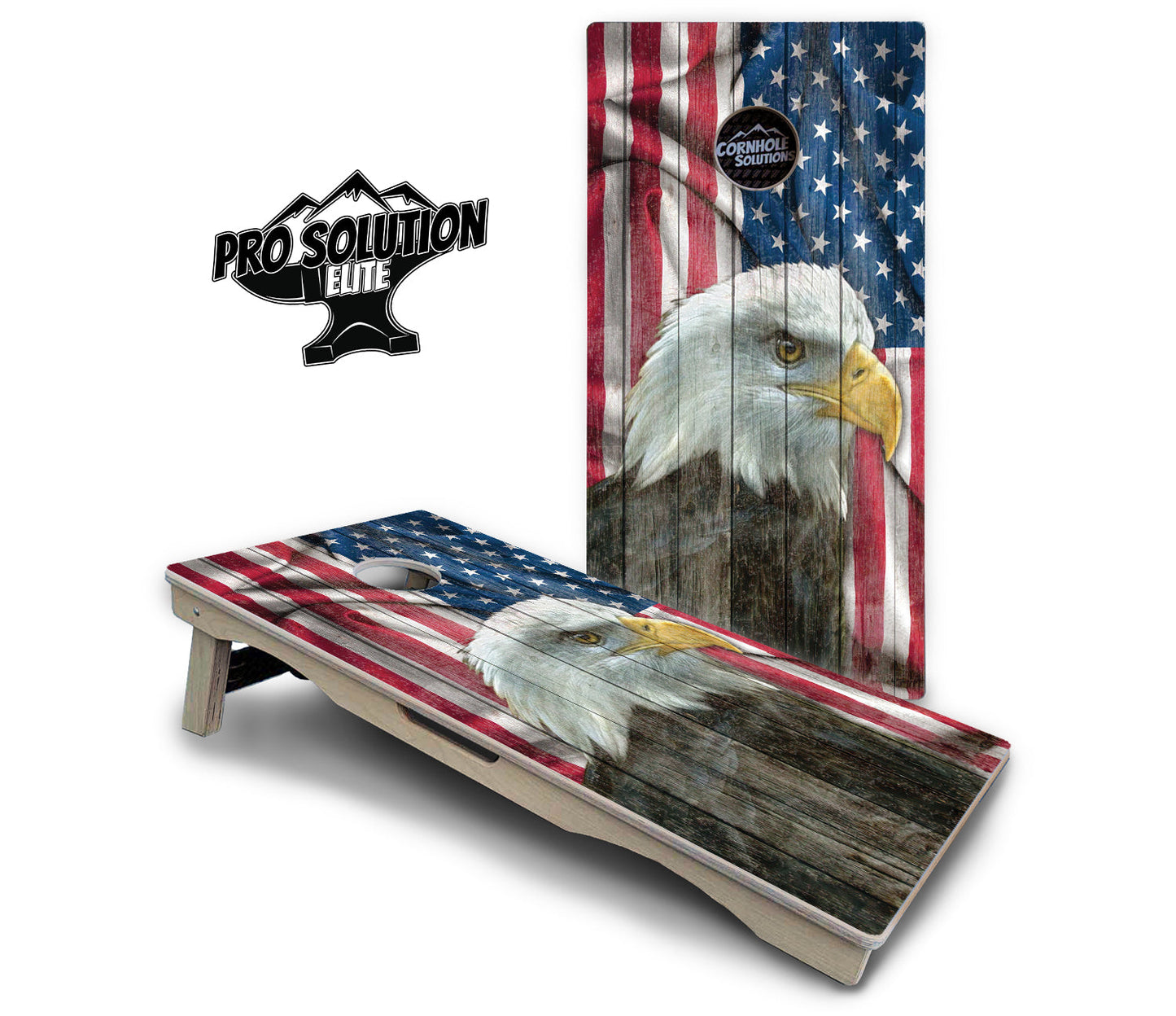 Faded Eagle Flag Cornhole Boards - Pro Solution Elite Series