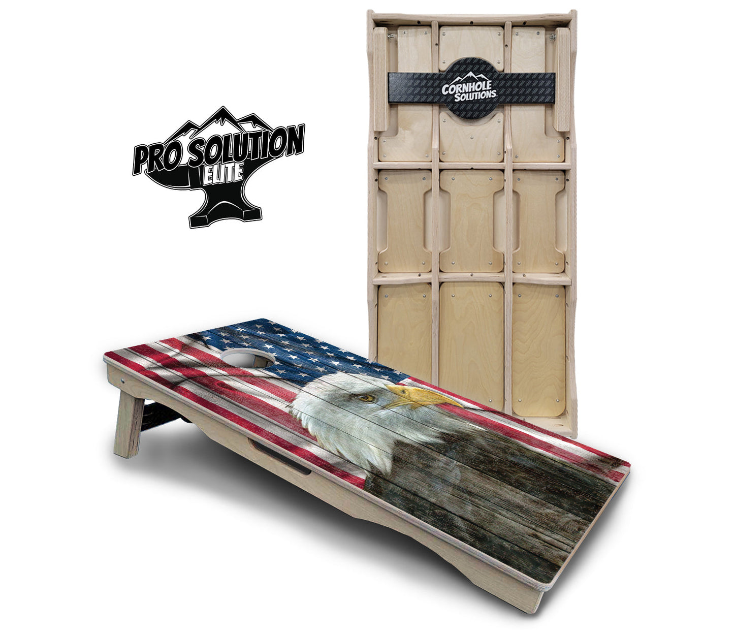 Faded Eagle Flag Cornhole Boards - Pro Solution Elite Series