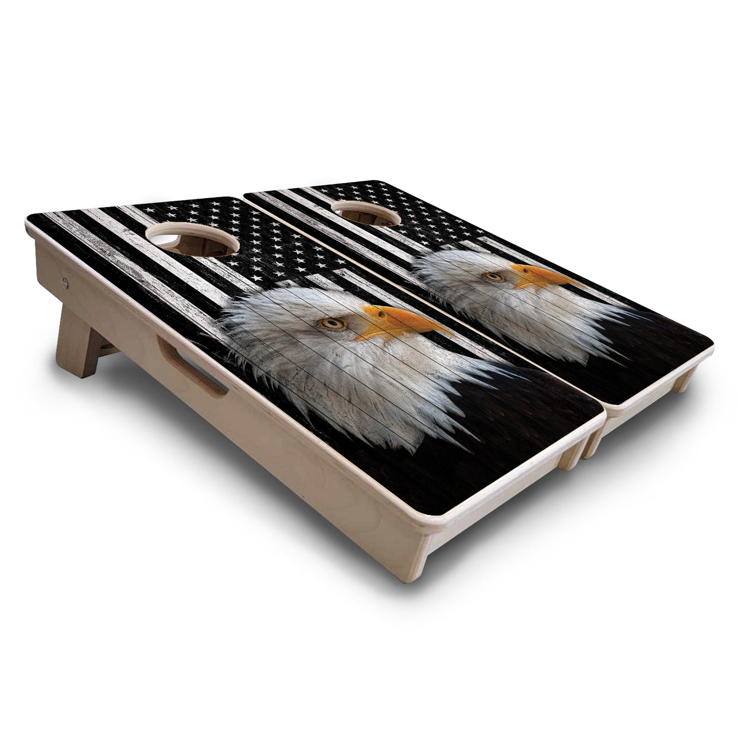 Black & White Eagle - Mini or Vacation Size Cornhole Boards