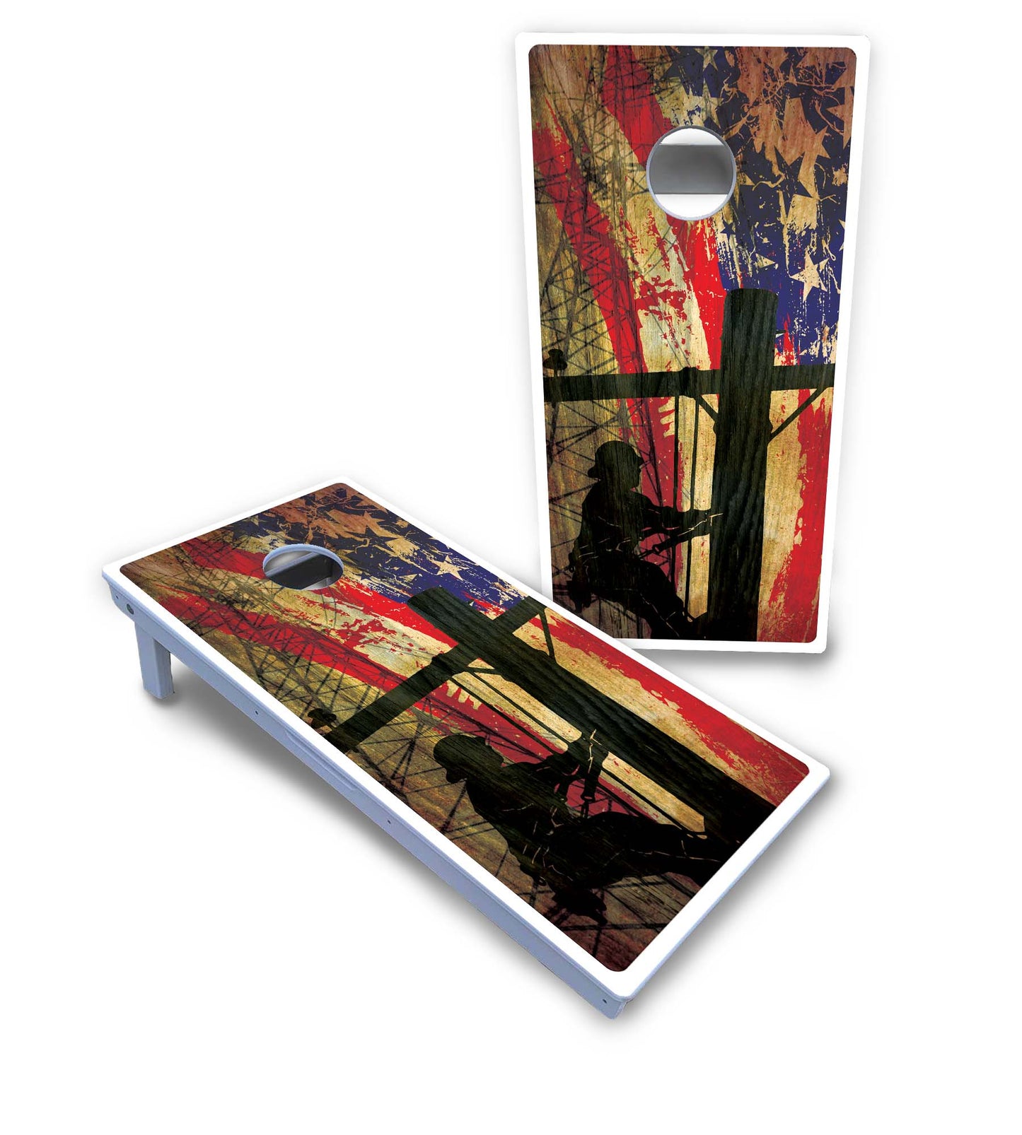 Faded Lineman Cornhole Boards - All Weather Series