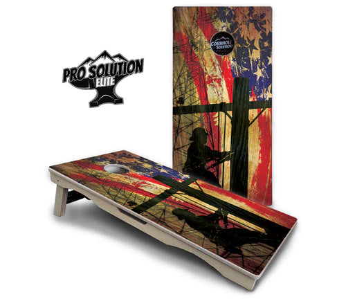Cornhole Boards - Pro Solution Elite Series - Faded Lineman Flag