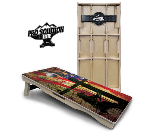 Faded Lineman Flag Cornhole Boards - Pro Solution Elite Series