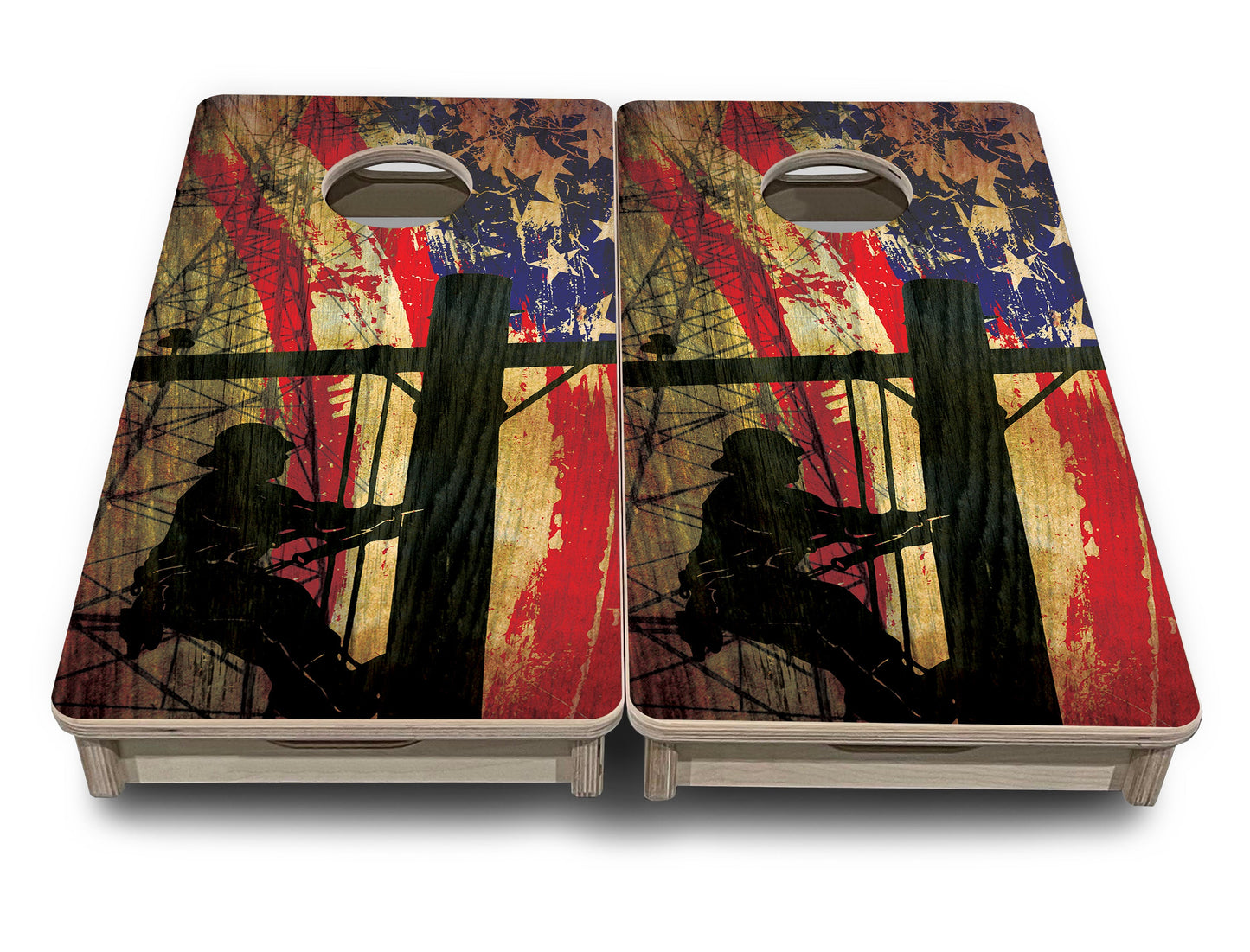 Mini Cornhole Boards - Faded Lineman Flag
