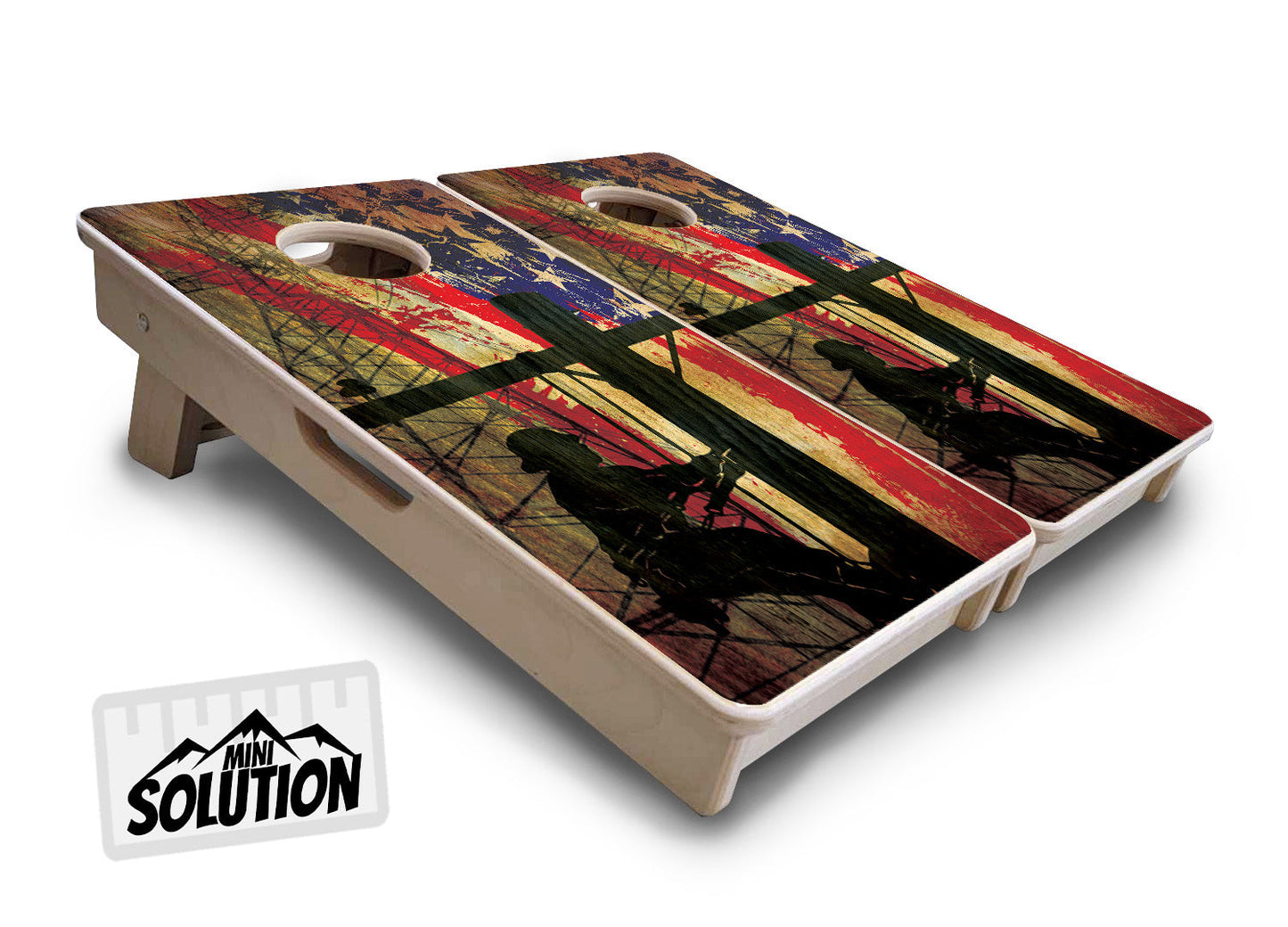 Faded Lineman Flag - Mini or Vacation Size Cornhole Boards