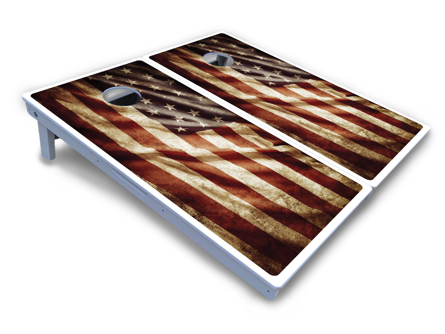 Rustic Wavy Flag Cornhole Boards - All Weather Series