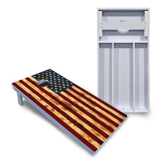 Burnt Colorful Rustic Flag Cornhole Boards - All Weather Series