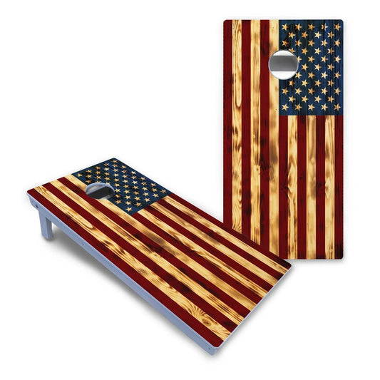 Burnt Colorful Rustic Flag Cornhole Boards - All Weather Series