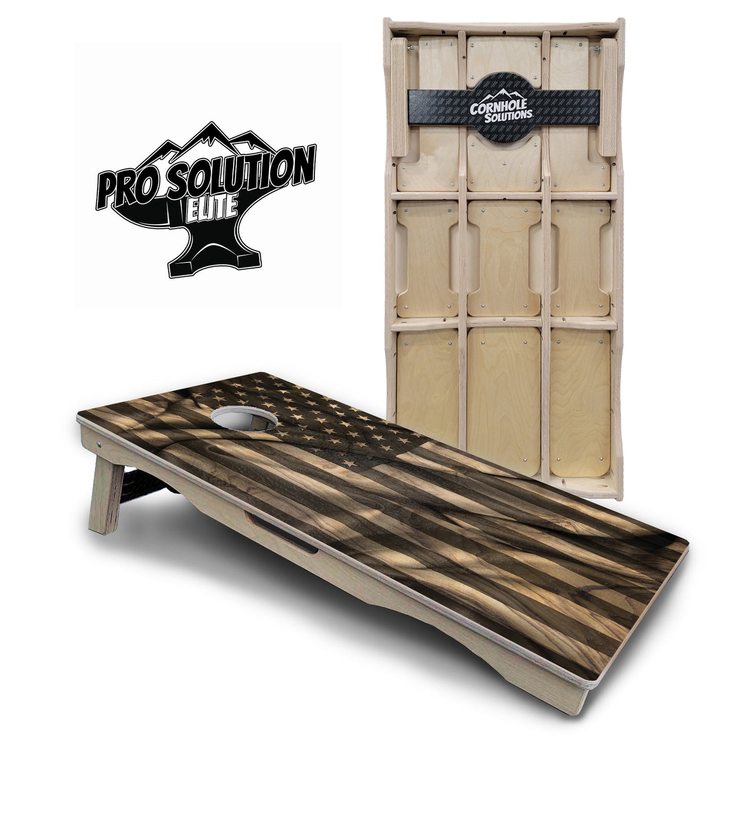 USA Wood Flag Cornhole Boards - Pro Solution Elite Series