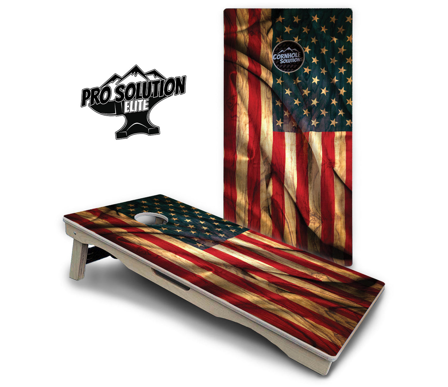 USA Wood Flag Color Cornhole Boards - Pro Solution Elite Series
