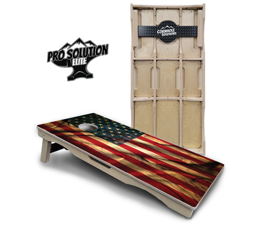 USA Wood Flag Color Cornhole Boards - Pro Solution Elite Series