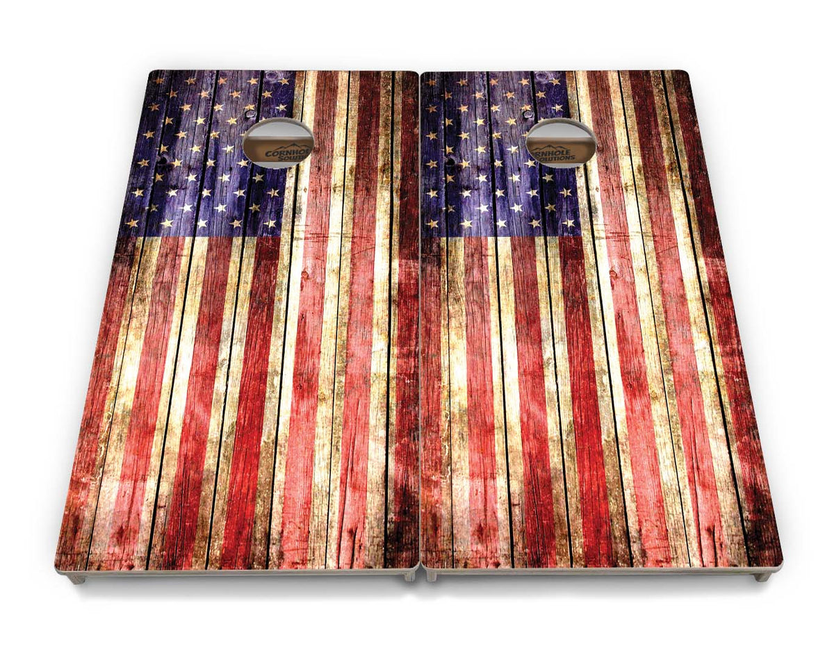 Rustic Wood Flag Cornhole Boards – Tournament Series