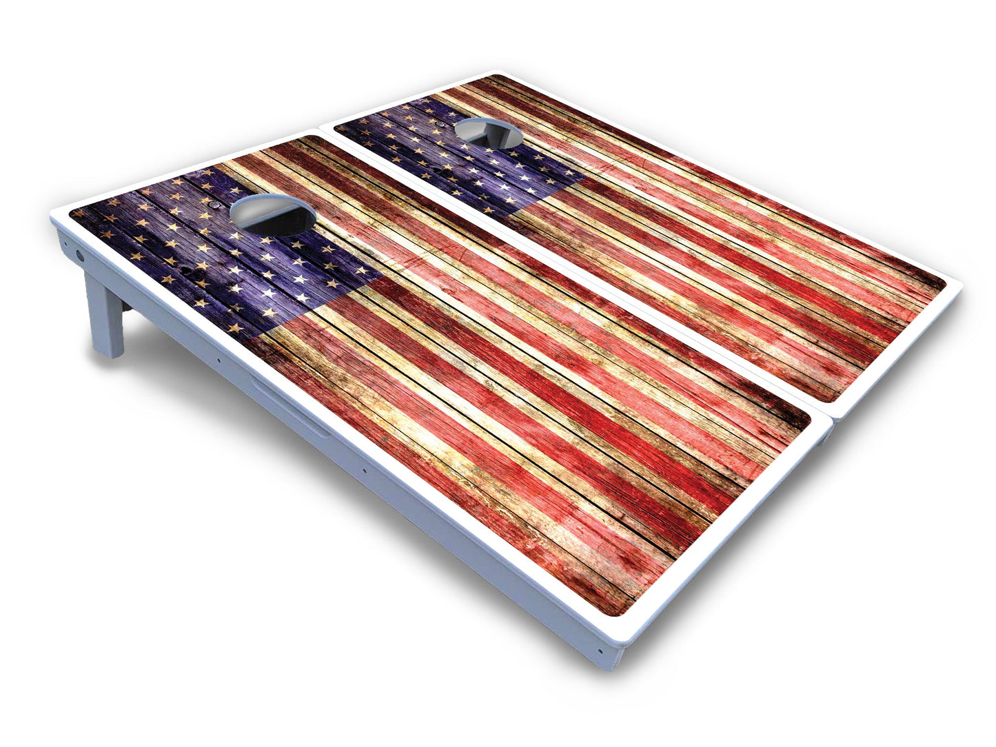 Rustic Wood Flag Cornhole Boards - All Weather Series