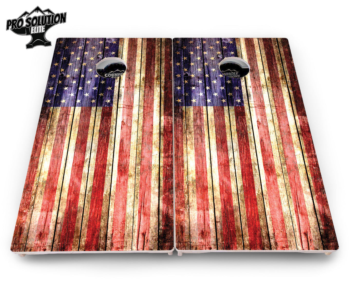 Rustic Wood Flag Cornhole Boards - Pro Solution Elite Series