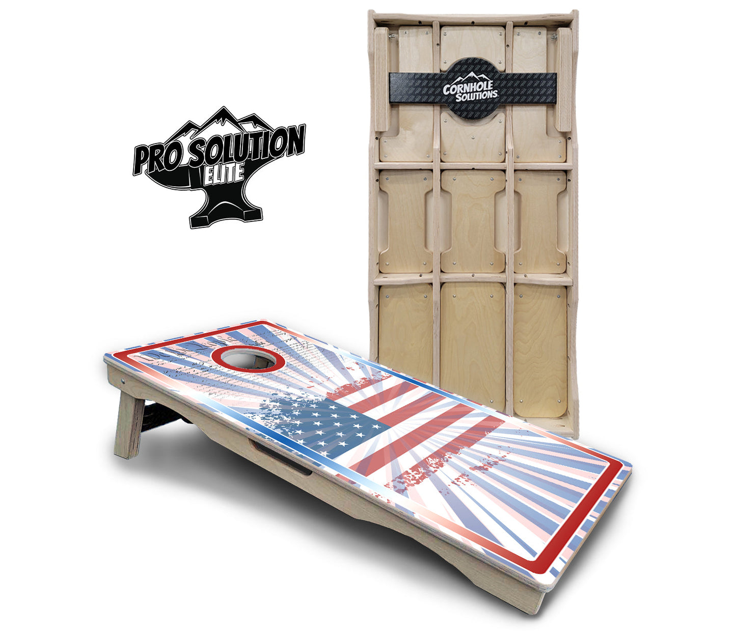 Patriotic Sunburst Cornhole Boards - Pro Solution Elite Series
