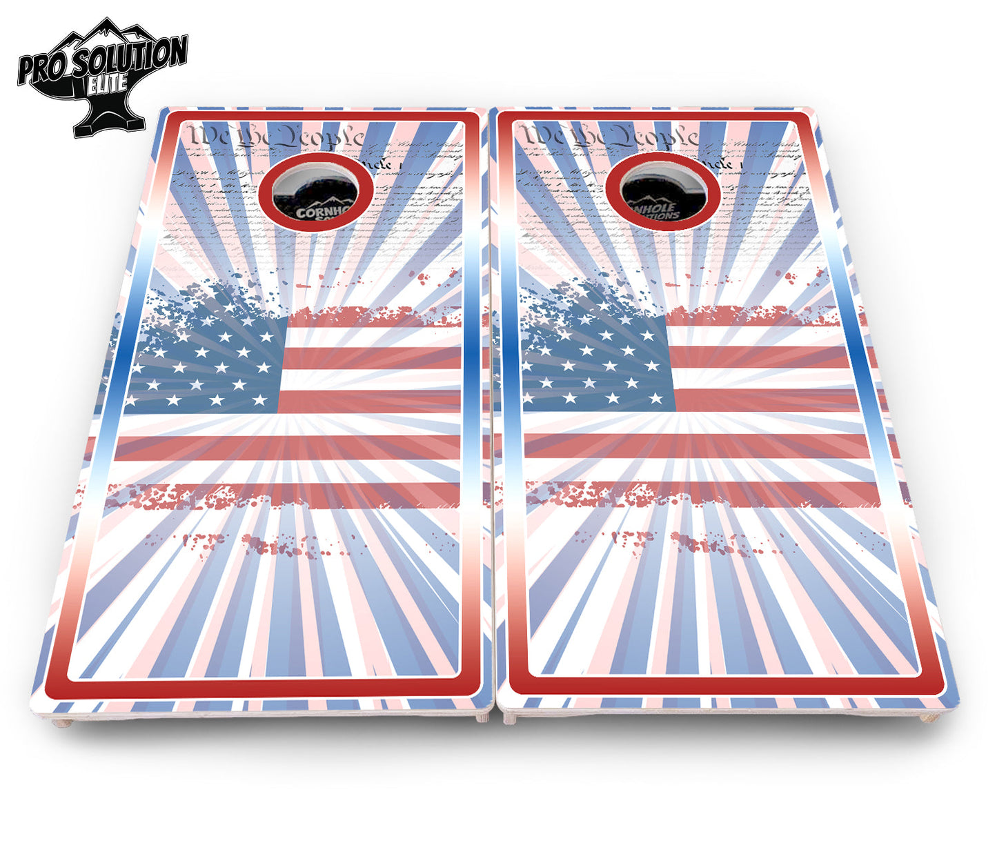 Patriotic Sunburst Cornhole Boards - Pro Solution Elite Series