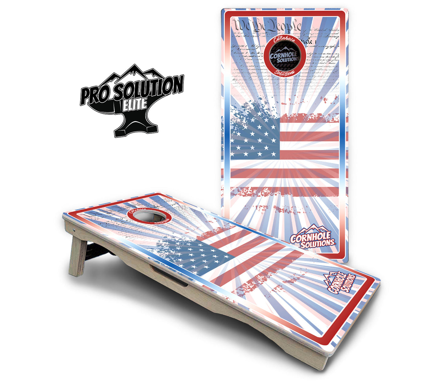Patriotic Sunburst Cornhole Boards - Pro Solution Elite Series