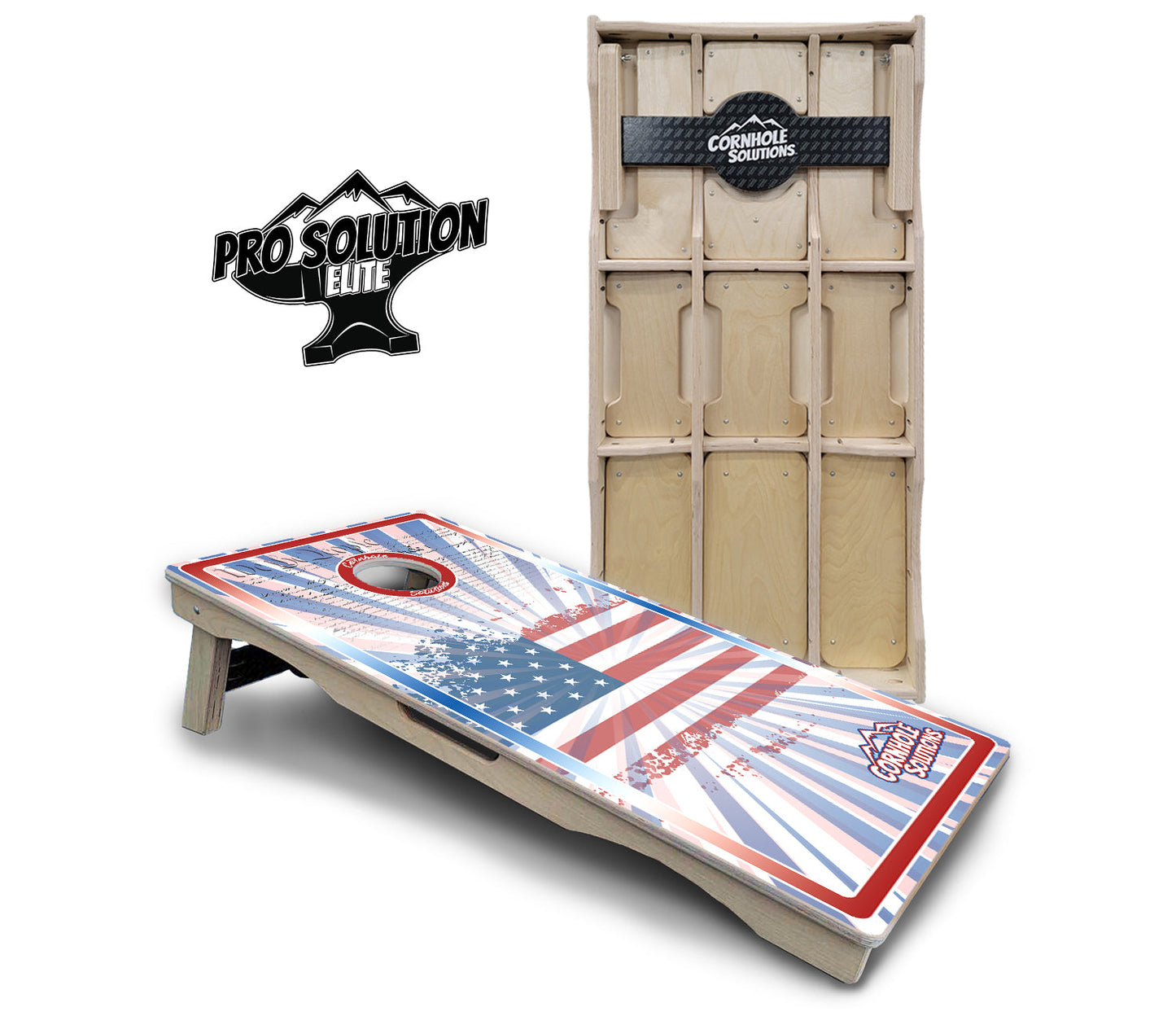 Patriotic Sunburst Cornhole Boards - Pro Solution Elite Series