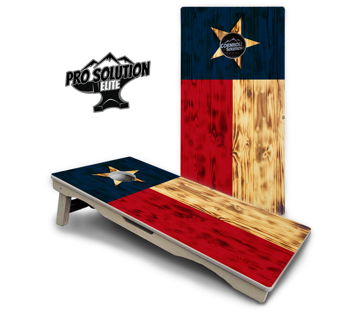 Burnt Texas Flag Cornhole Boards - Pro Solution Elite Series