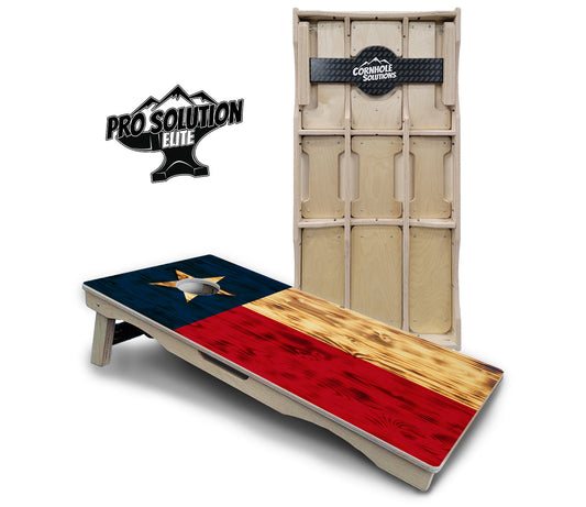 Burnt Texas Flag Cornhole Boards - Pro Solution Elite Series