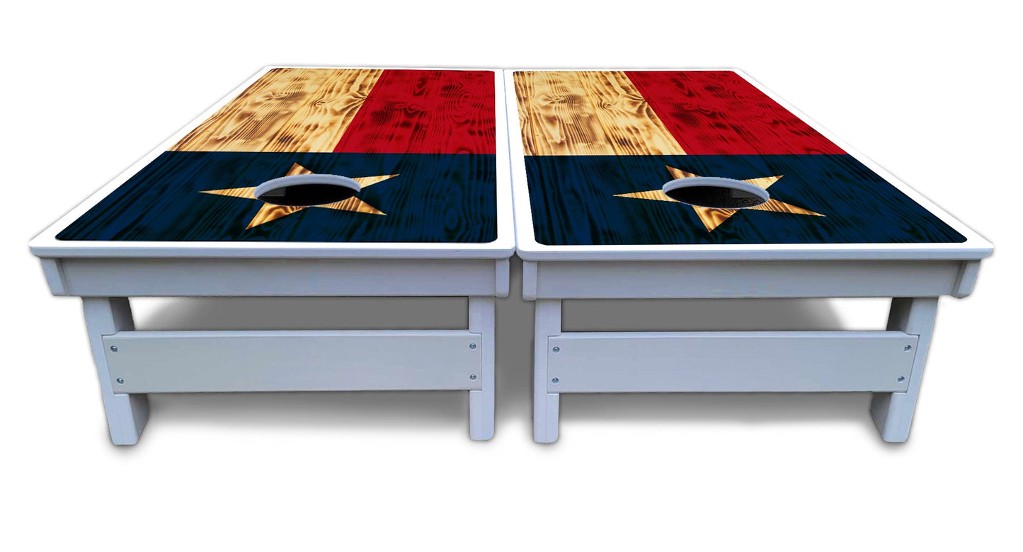 Burnt Texas Flag Cornhole Boards - All Weather Series