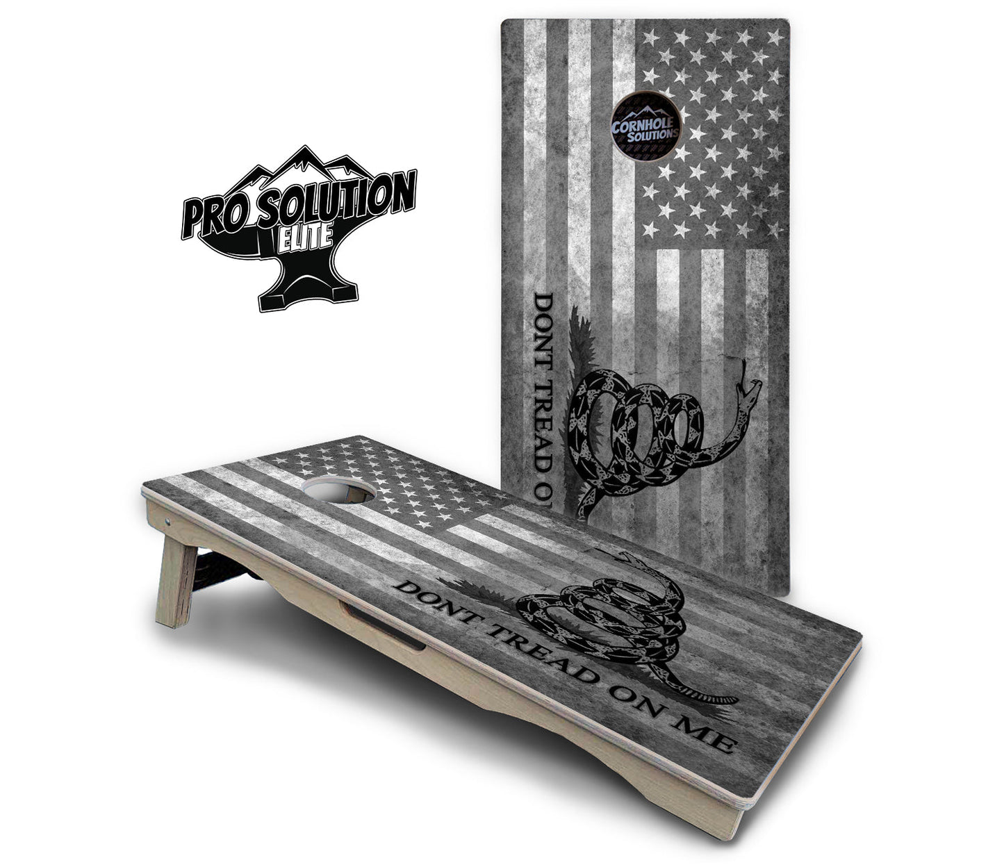 DTOM B&W Flag Cornhole Boards - Pro Solution Elite Series
