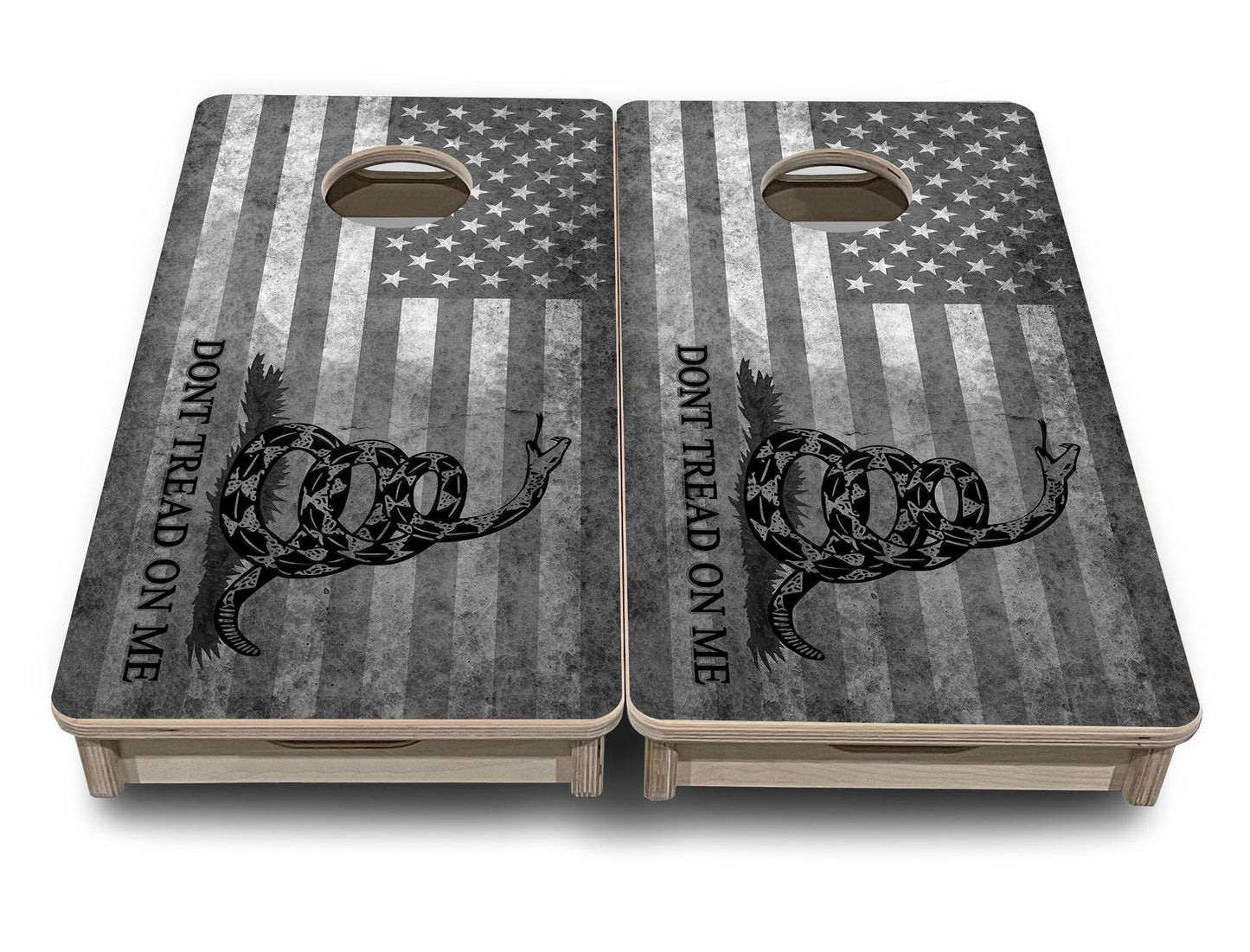 Mini Cornhole Boards - DTOM BW Flag