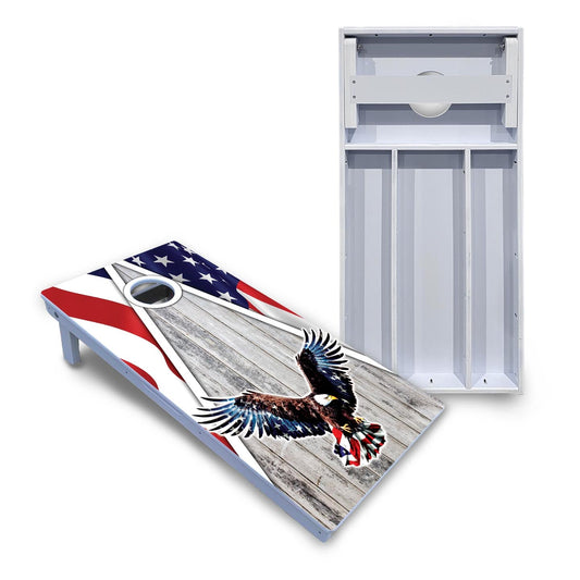 Eagle Triangle Whitewash Cornhole Boards - All Weather Series