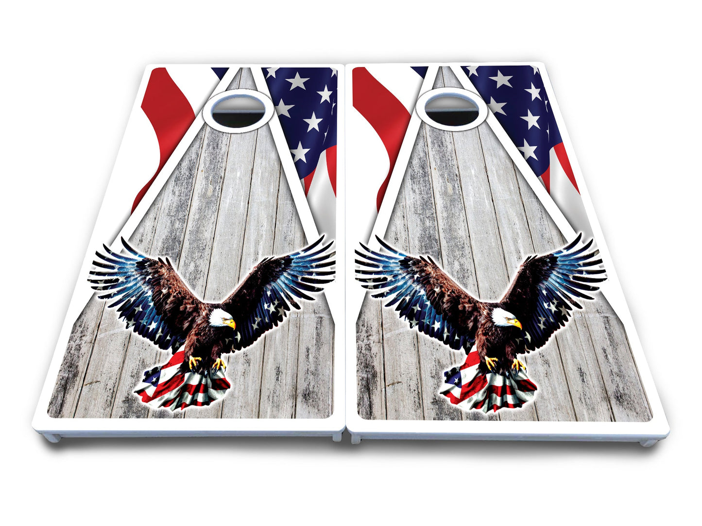 Eagle Triangle Whitewash Cornhole Boards - All Weather Series