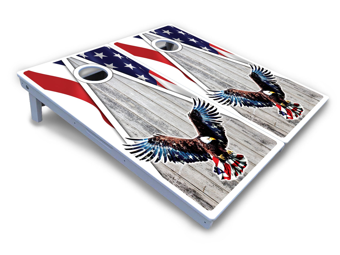 Eagle Triangle Whitewash Cornhole Boards - All Weather Series