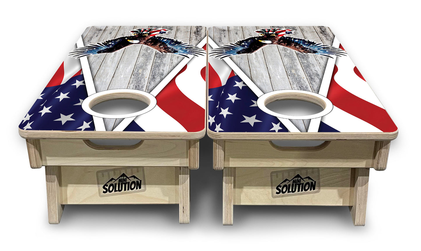 Mini Cornhole Boards - Eagle Triangle Whitewash
