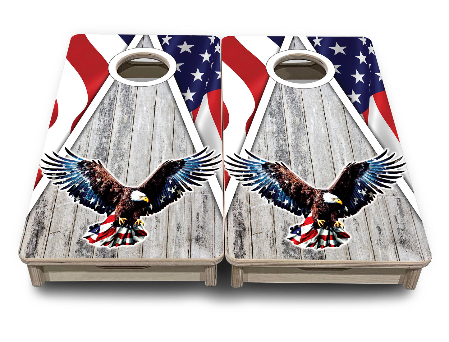 Mini Cornhole Boards - Eagle Triangle Whitewash